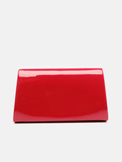 Rigid vinyl clutch bag with shoulder strap - RED