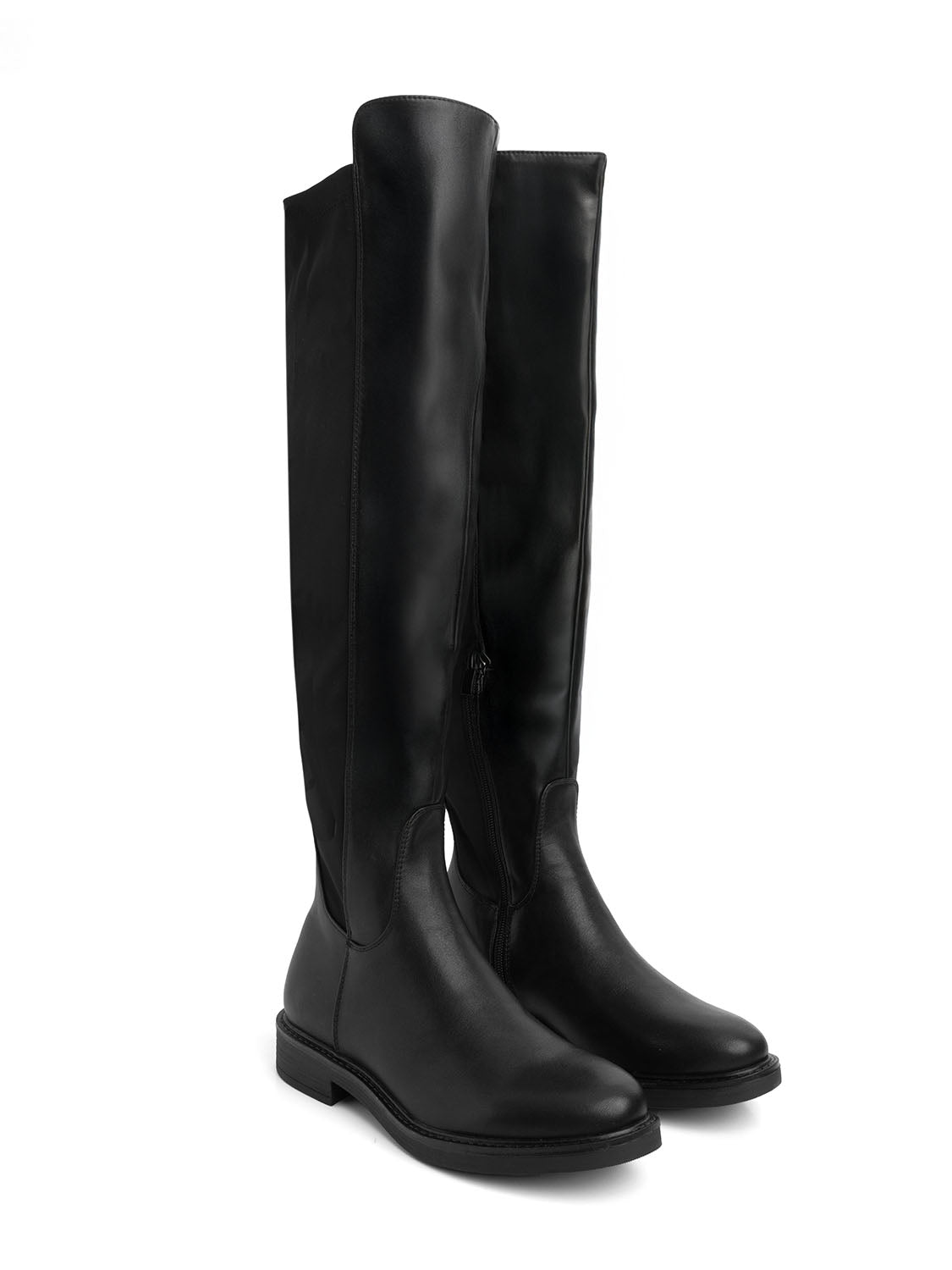 Stivale alto con fondo flat - NERO