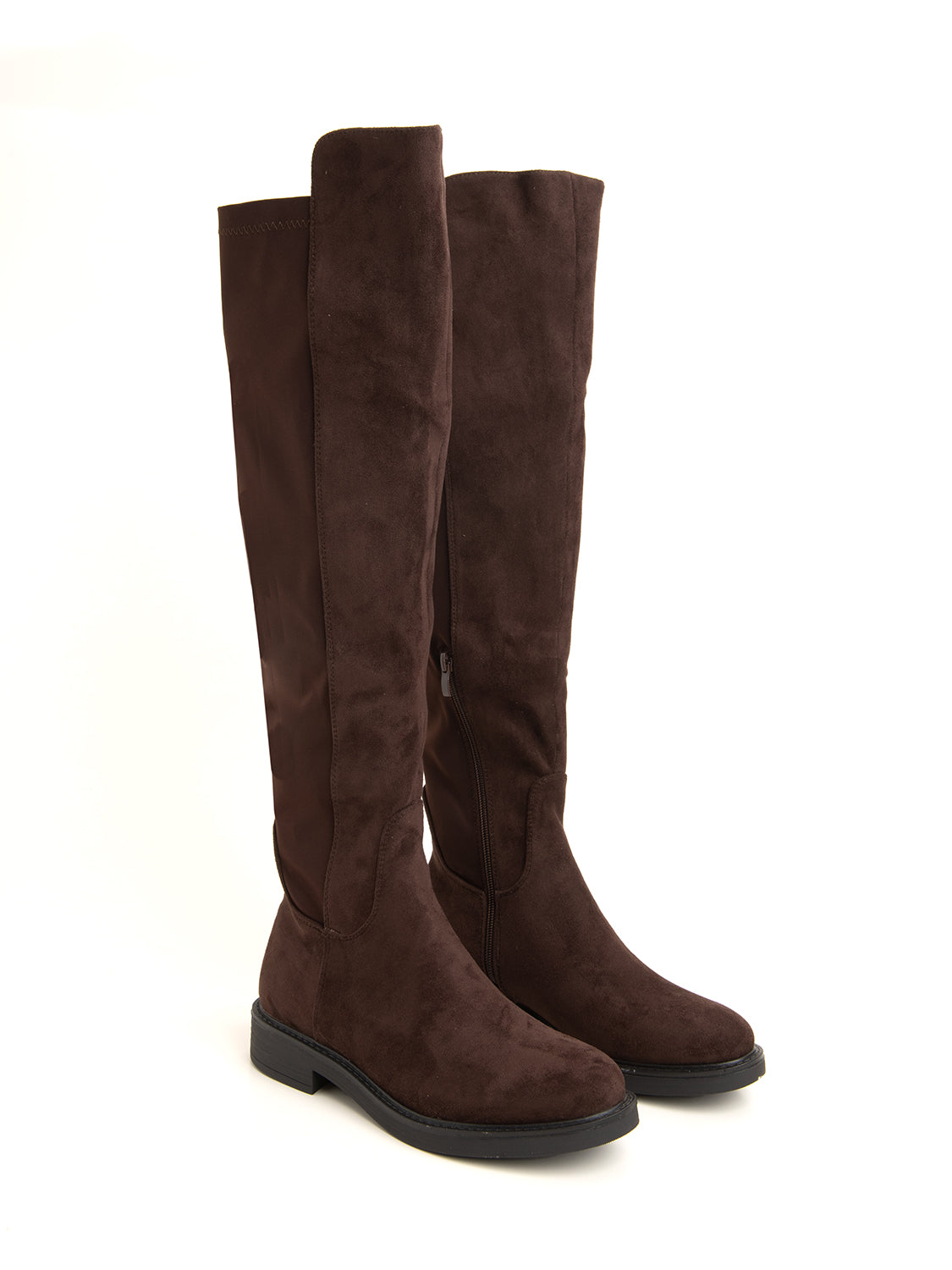 Stivale alto con fondo flat - MARRONE