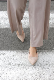 Slingback in simil camoscio - KHAKI