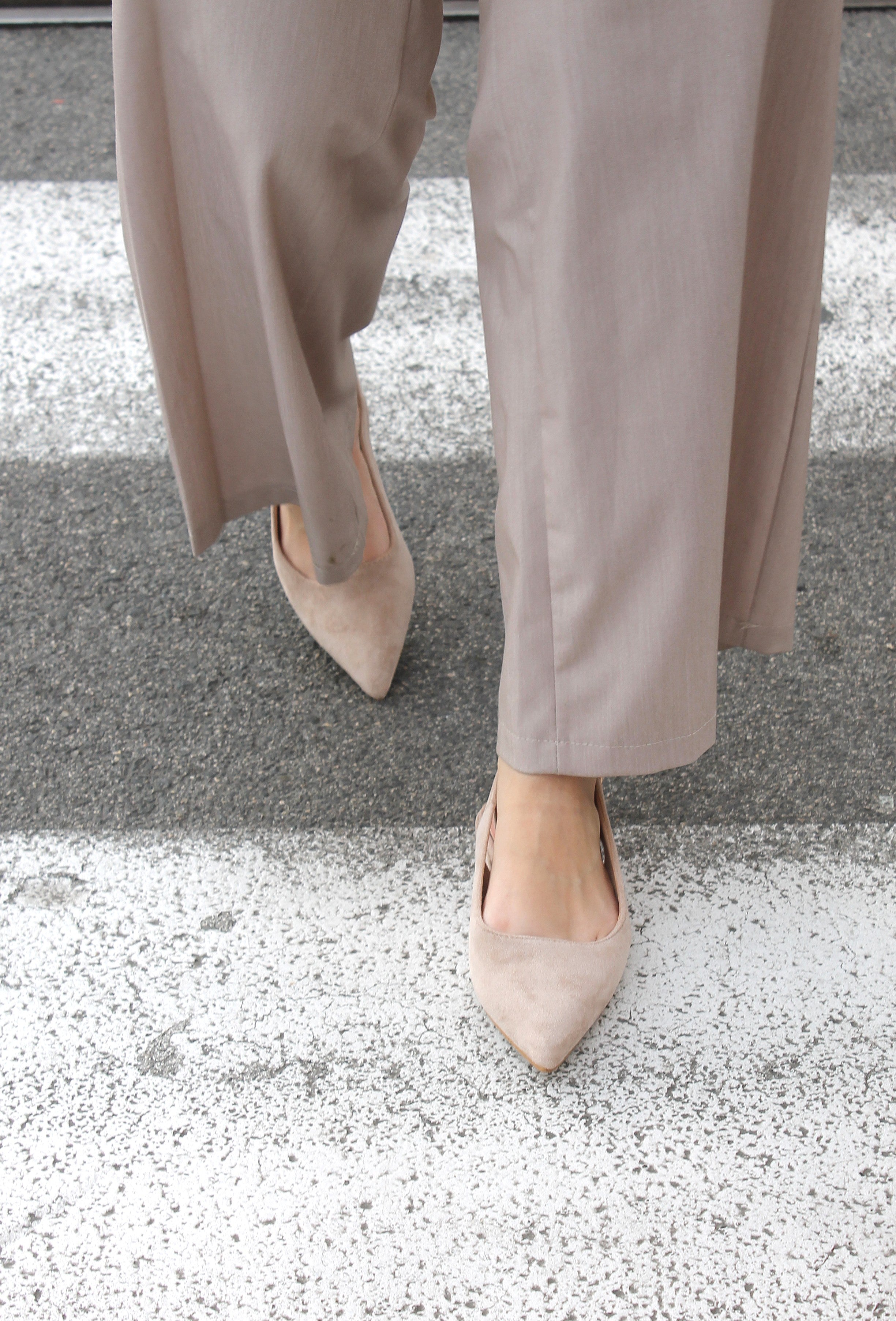 Slingback in simil camoscio - KHAKI