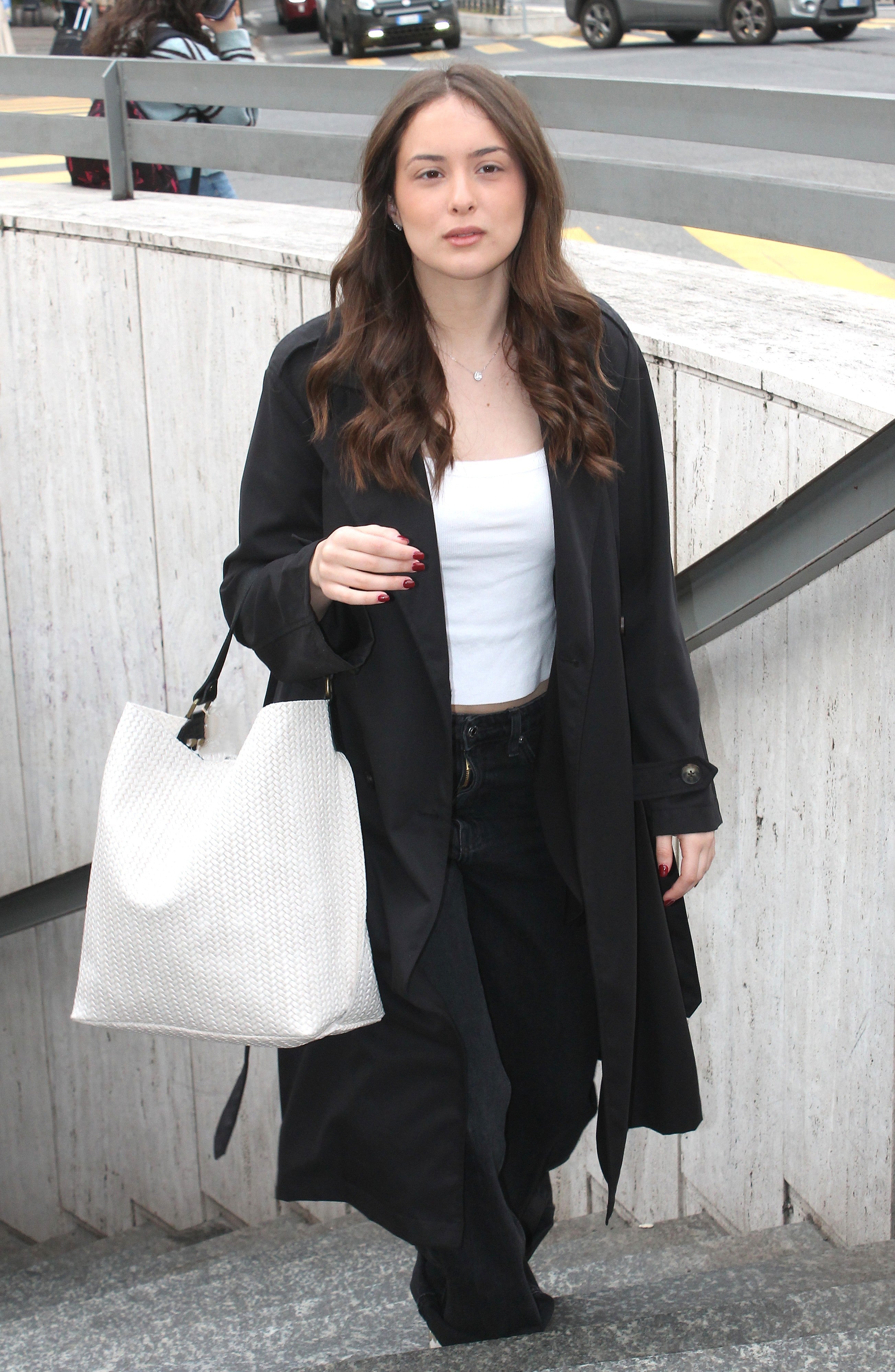 Borsa shopper in vera pelle con dettaglio intrecciato - BEIGE