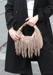 Borsa a spalla con frange - SABBIA