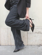 Decolleté con fibbia gioiello - NERO