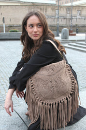 Borsa boho con intagli - CAMMELLO