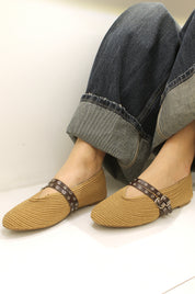 Ballerina rock-edge con punta stondata - KHAKI