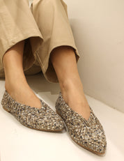 Pointed texture-chic ballerina - GUN