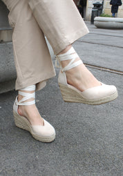 Espadrillas suede-touch con zeppa - BEIGE