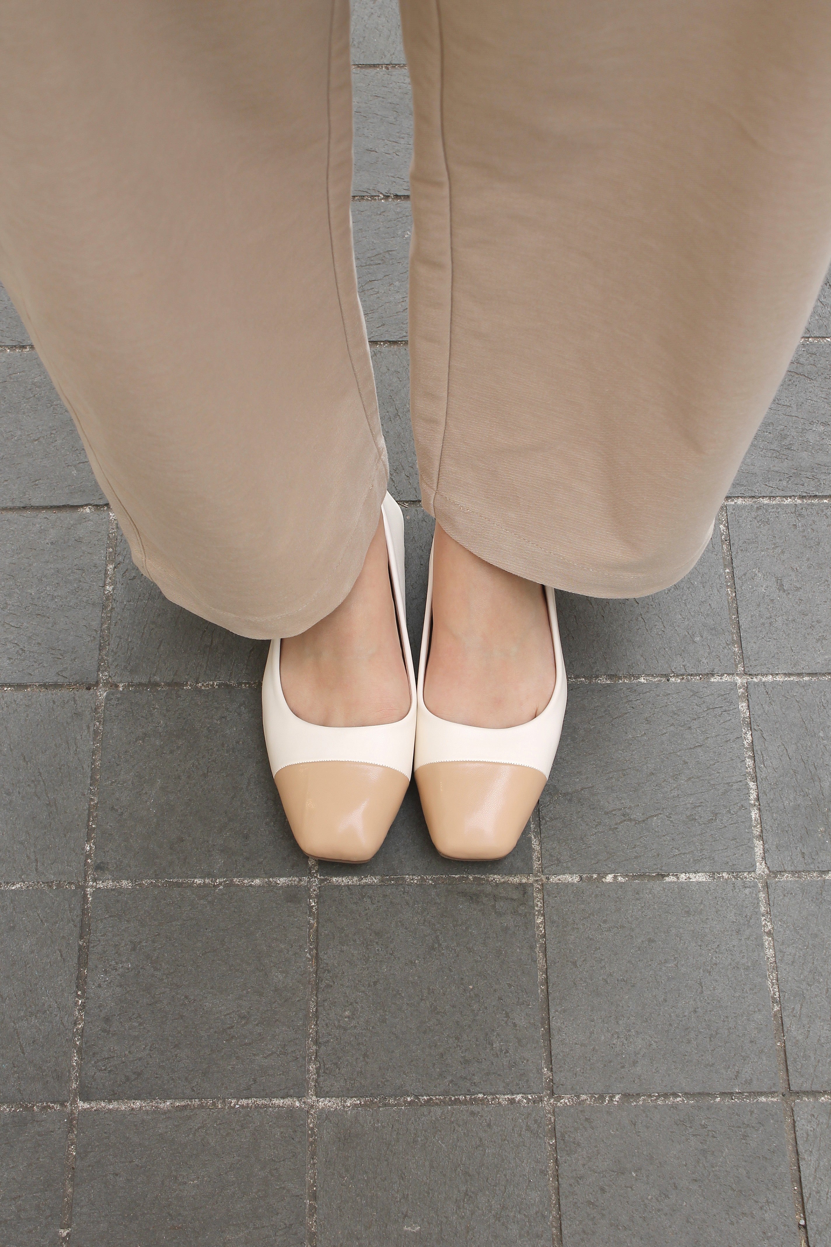 Ballerina square bicolore - KHAKI