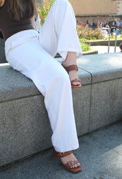 Glam-rock sandal with double buckle - BROWN