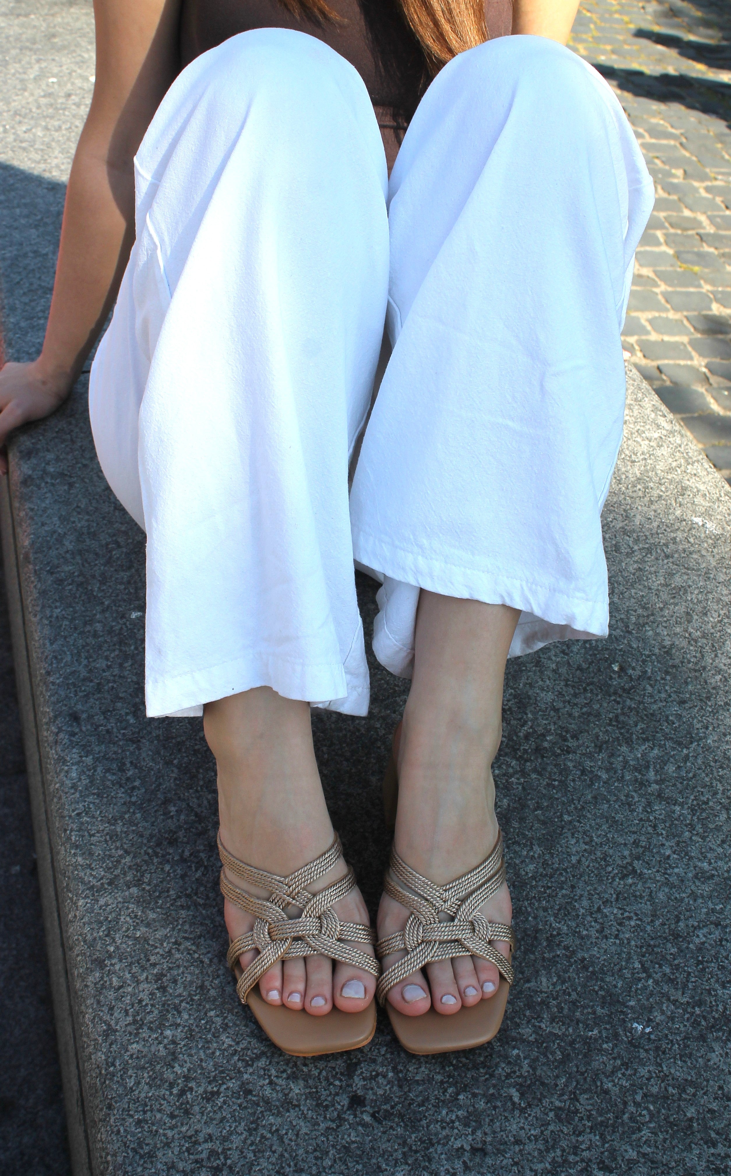 Sabot con fascette glow e tacco quadrato - KHAKI