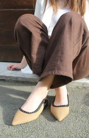 Slingback studded intrecciata - KHAKI