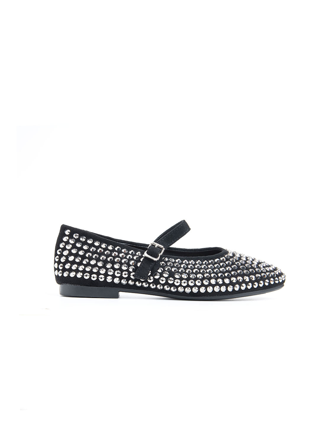 Ballerina con strass e cinturino - NERO