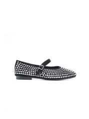 Ballerina con strass e cinturino - NERO
