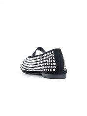 Ballerina con strass e cinturino - NERO