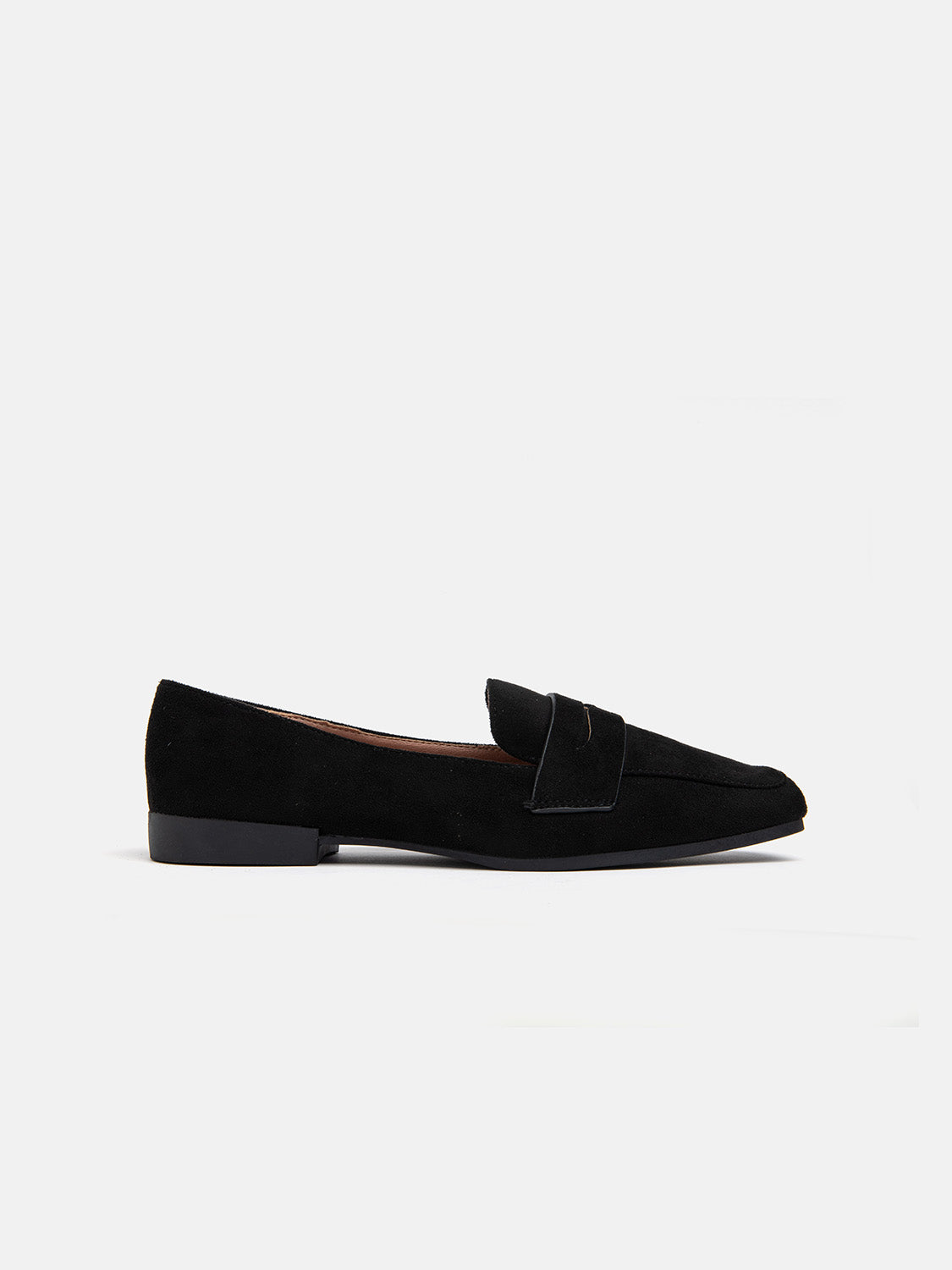 Square Toe Moccasin in Faux Suede - BLACK