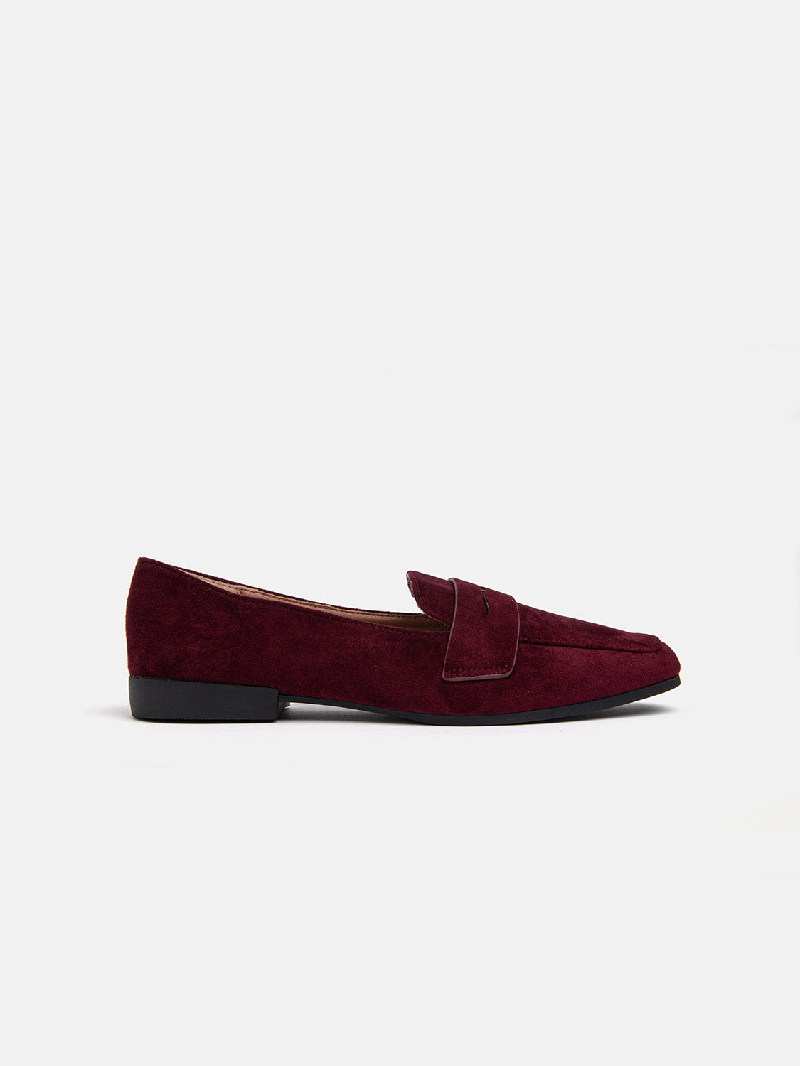 Square Toe Moccasin in Faux Suede - BORDEAUX