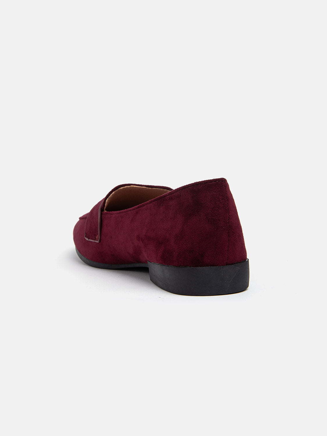 Square Toe Moccasin in Faux Suede - BORDEAUX