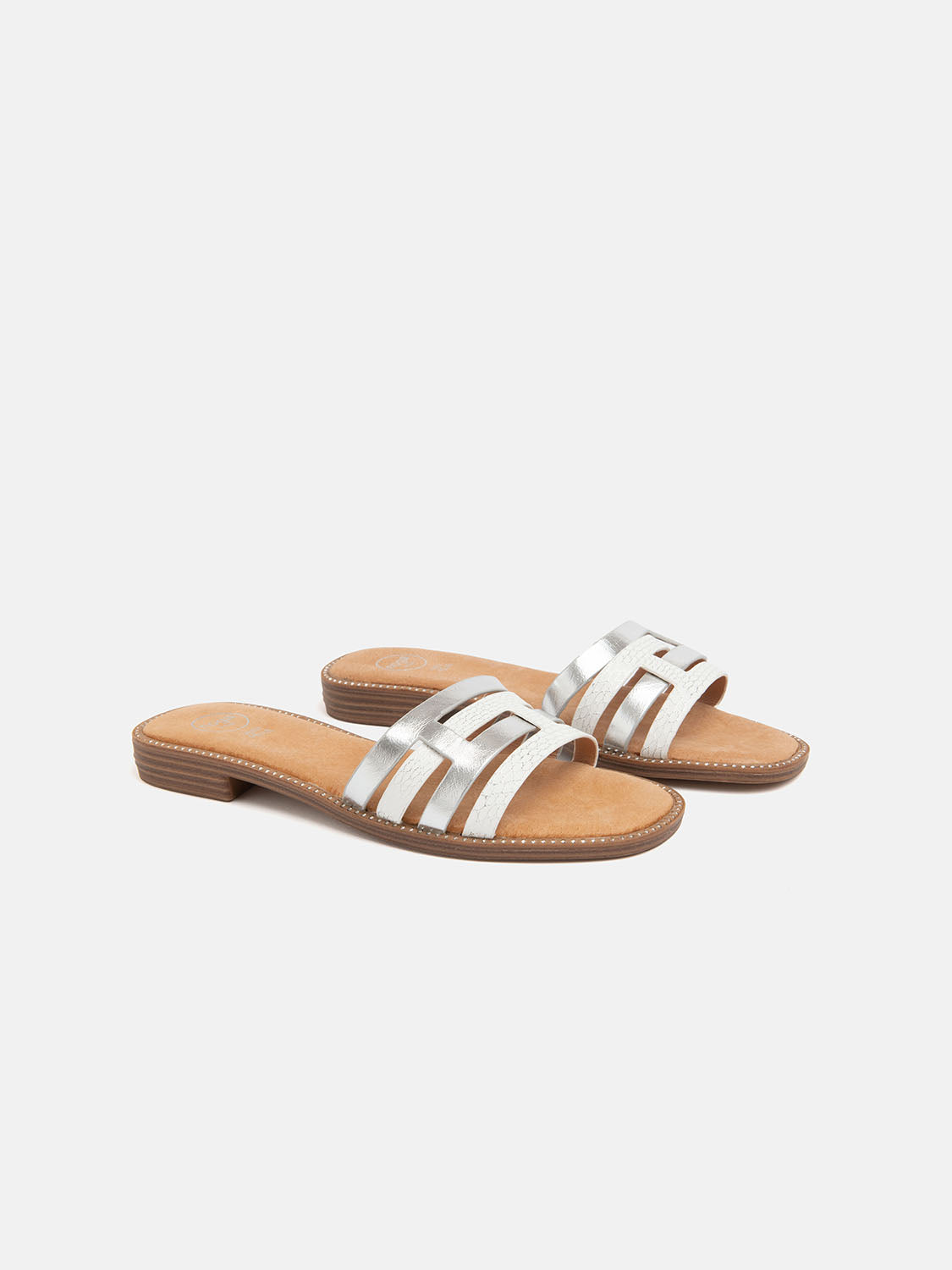 Slipper with geometric straps - WHITE