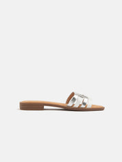 Slipper with geometric straps - WHITE