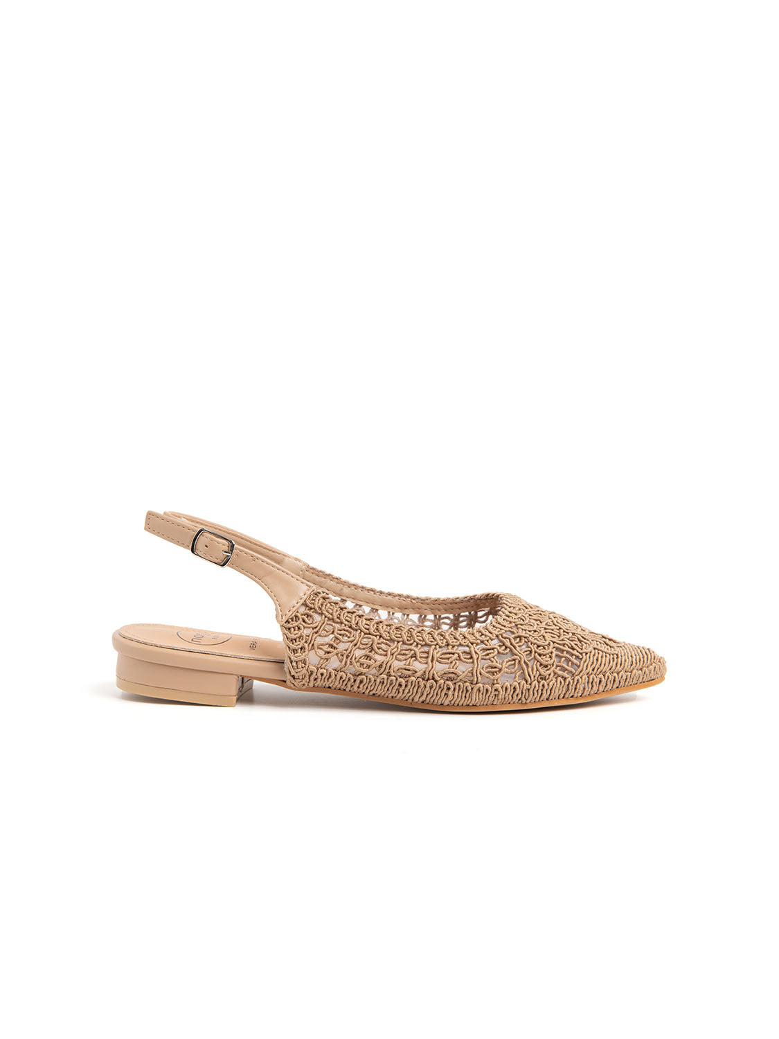 Slingback with embroidered upper - KHAKI