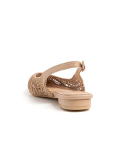 Slingback con tomaia ricamata - KHAKI