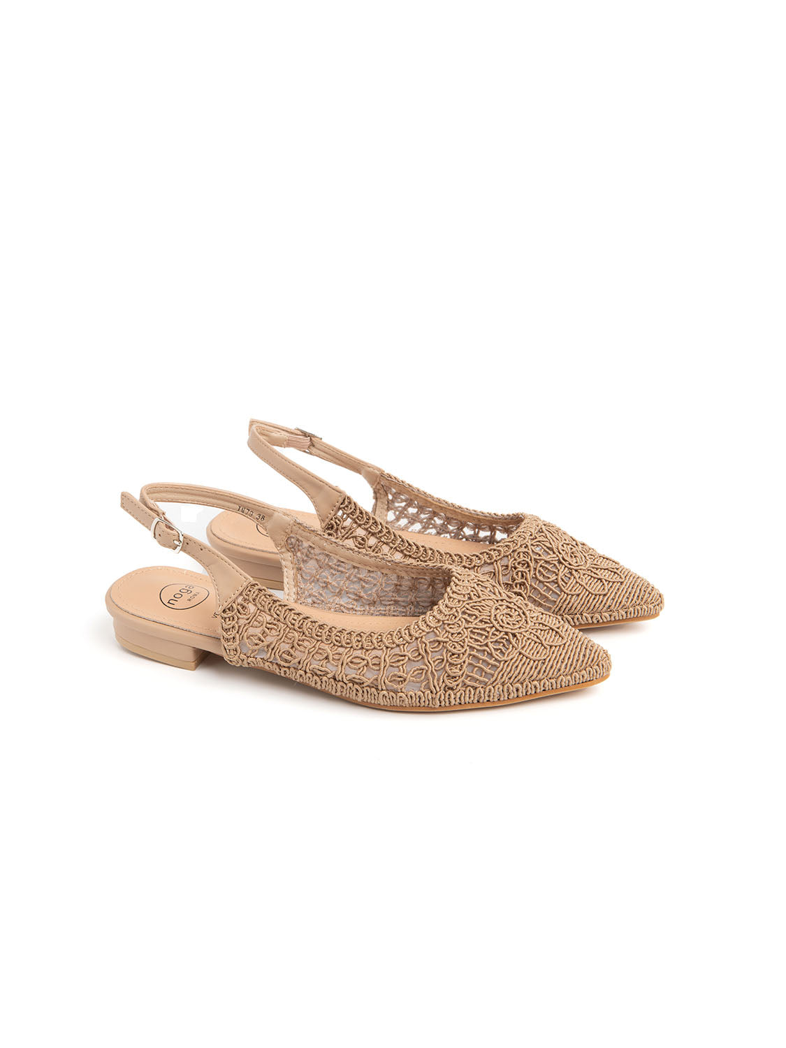 Slingback con tomaia ricamata - KHAKI