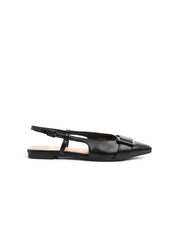 Slingback ballerina with buckle - BLACK