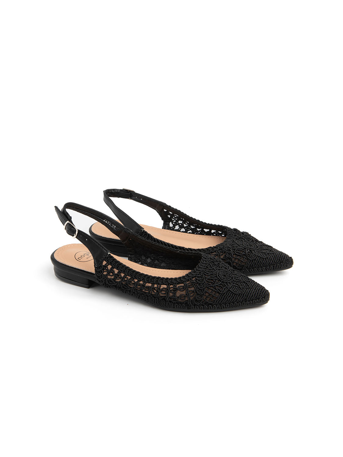 Slingback with embroidered upper - BLACK