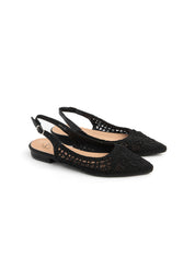 Slingback with embroidered upper - BLACK