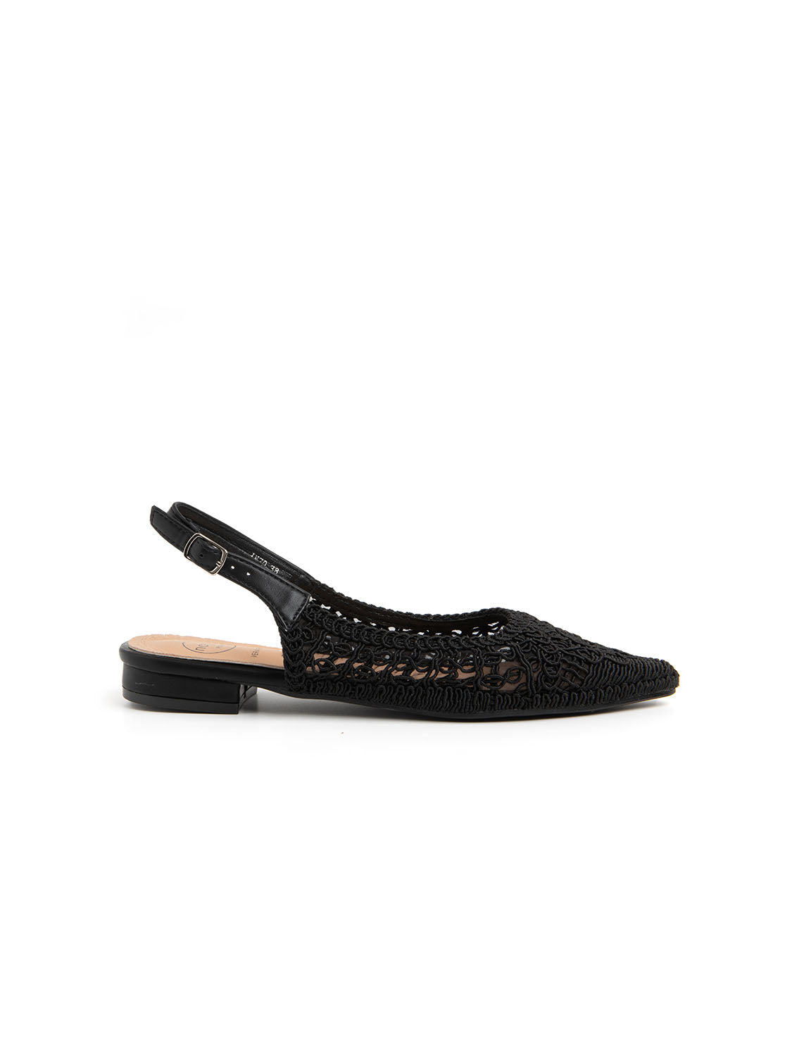 Slingback with embroidered upper - BLACK