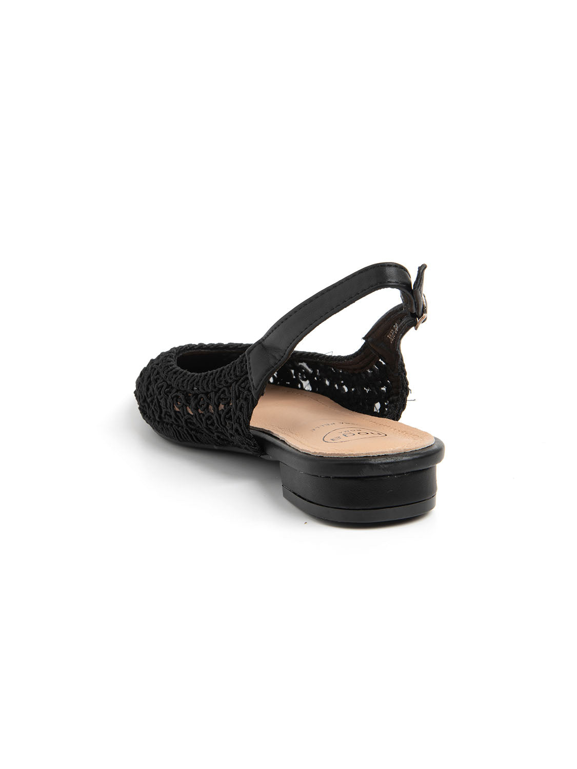 Slingback with embroidered upper - BLACK