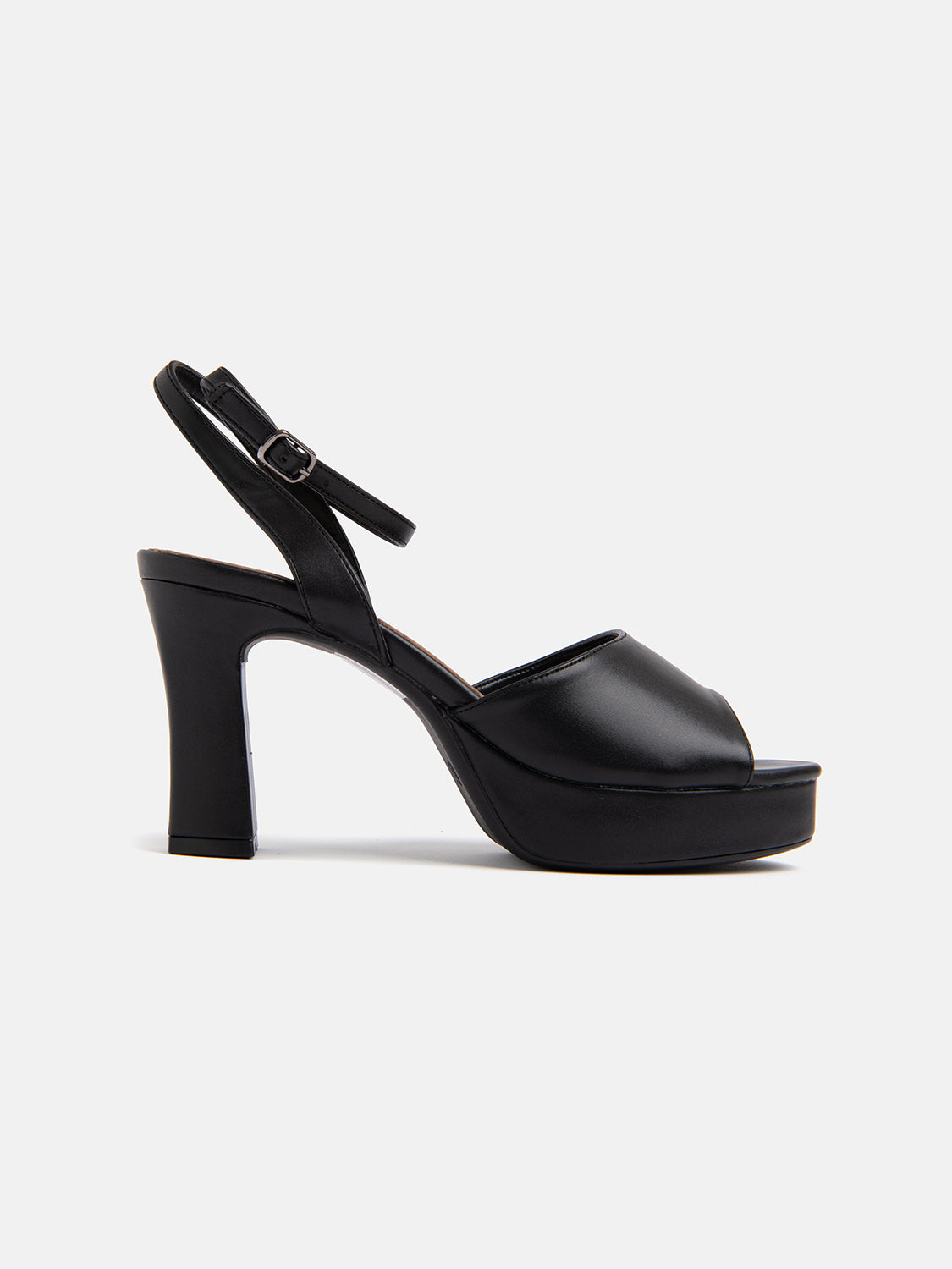 Sandalo con plateau e fascia - NERO