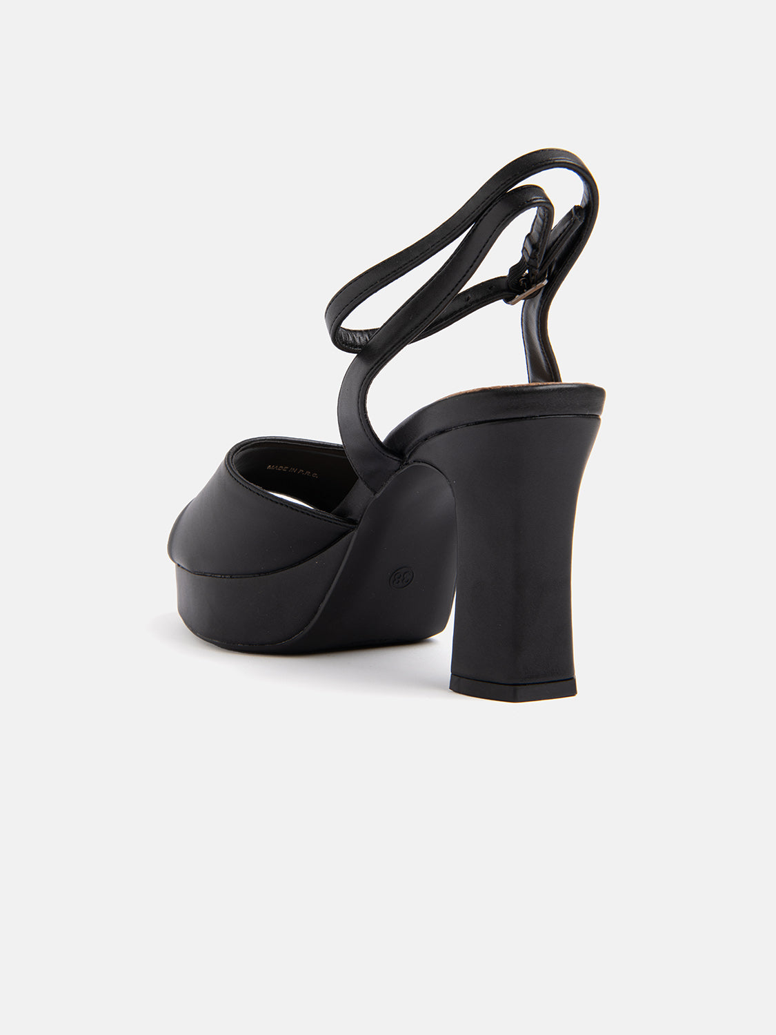 Sandalo con plateau e fascia - NERO