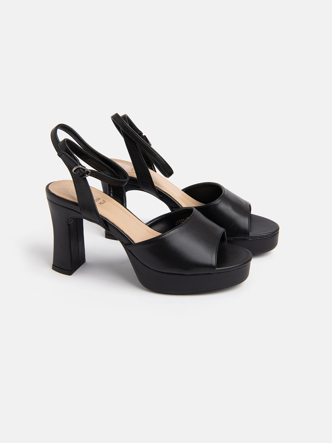 Sandalo con plateau e fascia - NERO