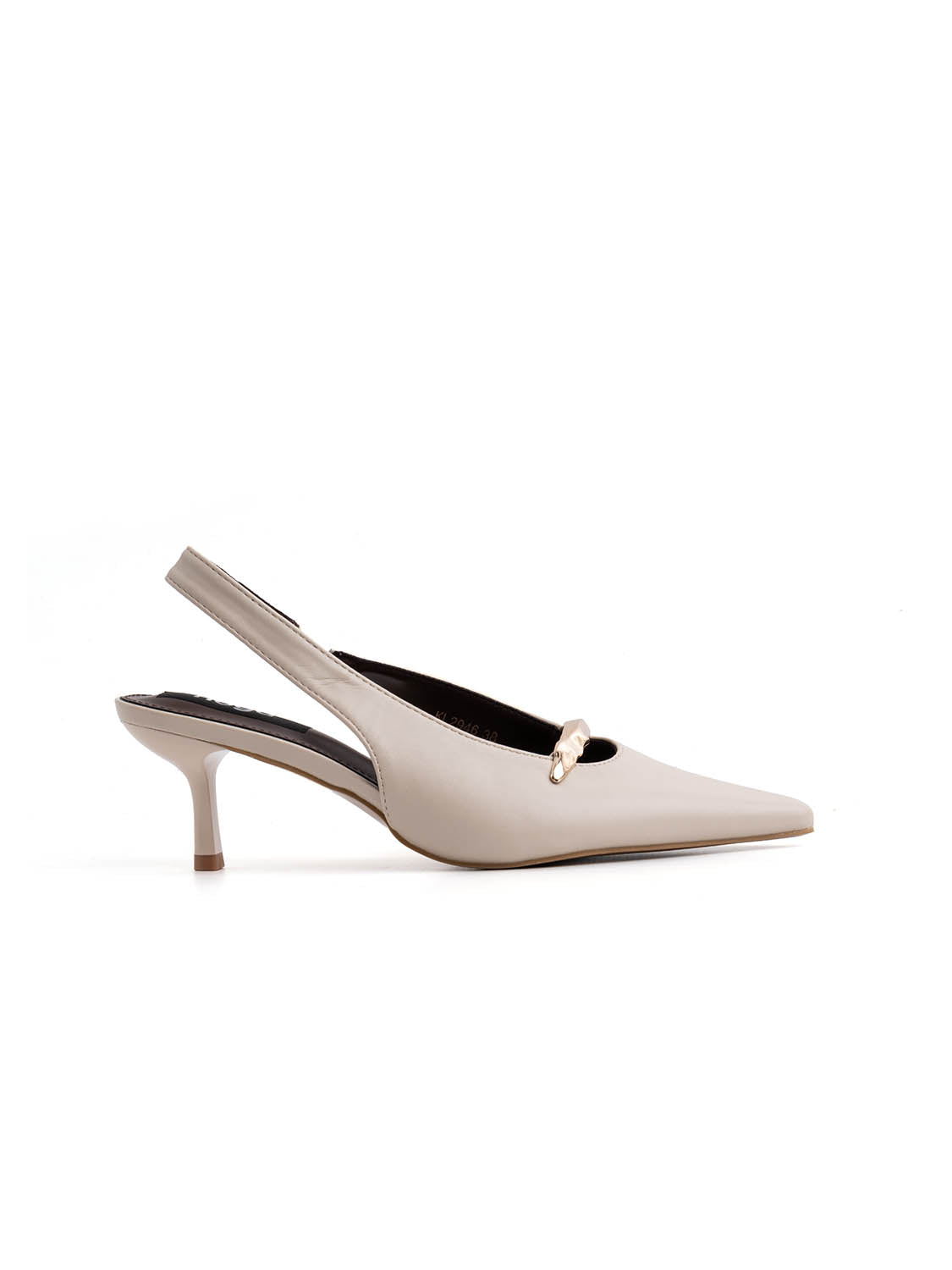Slingback con dettaglio oro e tacco spillo - BEIGE