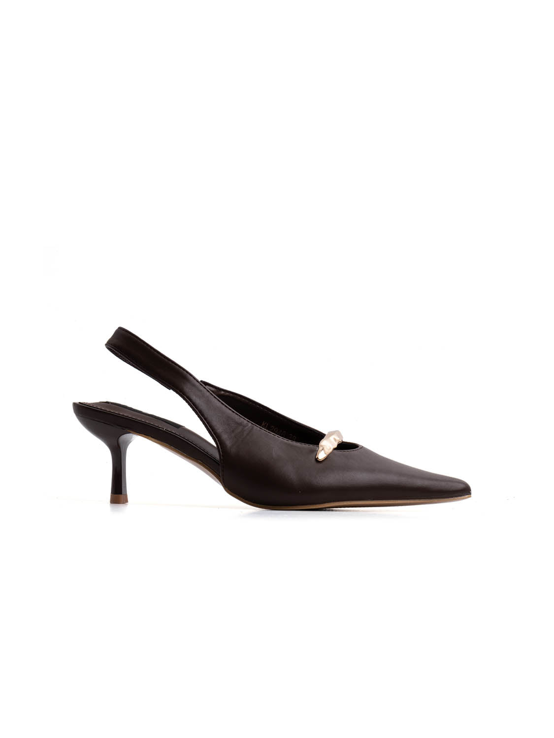 Slingback con dettaglio oro e tacco spillo - MARRONE