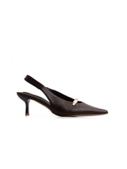 Slingback con dettaglio oro e tacco spillo - MARRONE