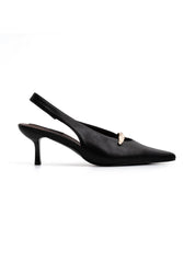 Slingback con dettaglio oro e tacco spillo - NERO