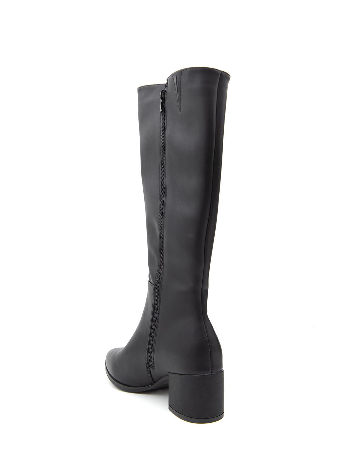 Stivale liscio in vera pelle - NERO