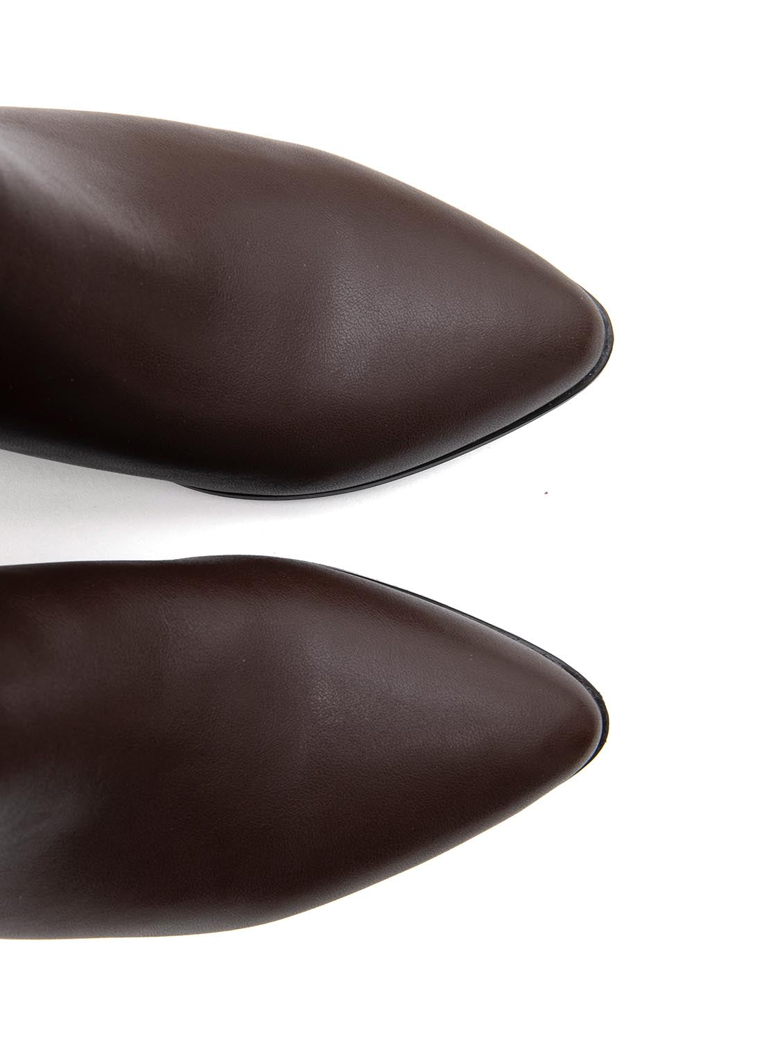 Stivale liscio in vera pelle - MARRONE