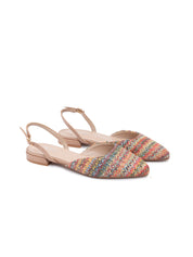 Pointed Slingback in Faux Raffia - MULTICOLOR