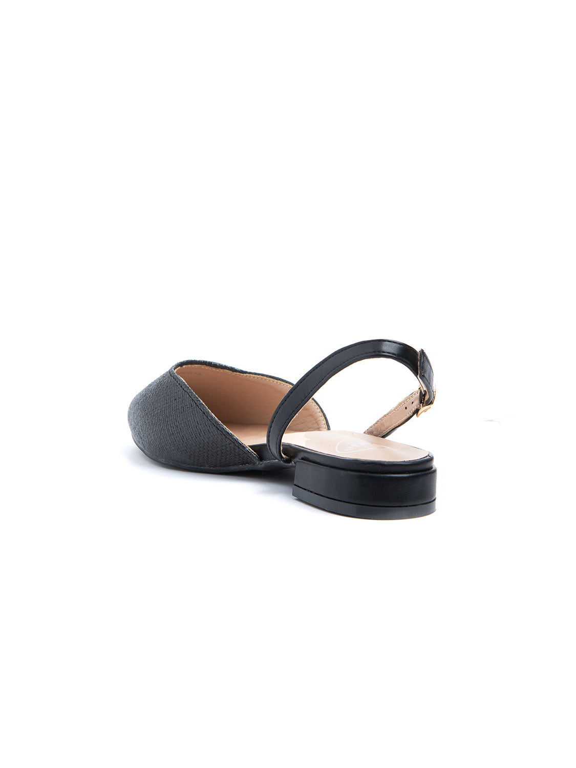 Slingback a punta in simil rafia - NERO