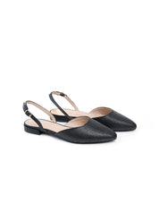 Slingback a punta in simil rafia - NERO