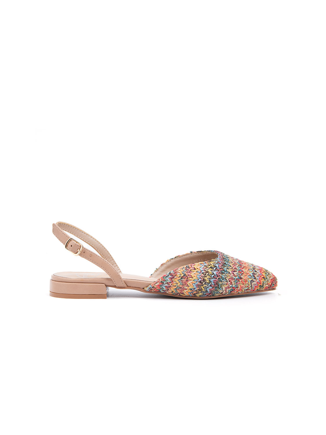 Slingback a punta in simil rafia  - MULTICOLOR