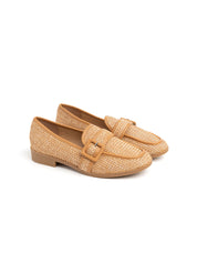 Mocassino in simil rafia con fibbia - BEIGE