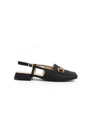 Slingback with square toe and clamp - BLACK