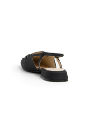 Slingback with square toe and clamp - BLACK