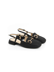 Slingback with square toe and clamp - BLACK