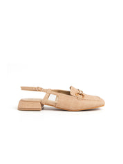 Slingback with square toe and clamp - BEIGE